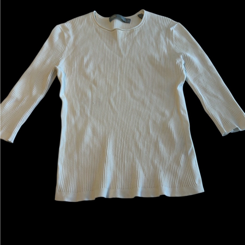 Vince Cream Ribbed Knit Top